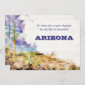 Saguaro Cactus Watercolor Lila Blue I Moved Ankündigung (Vorne/Hinten)