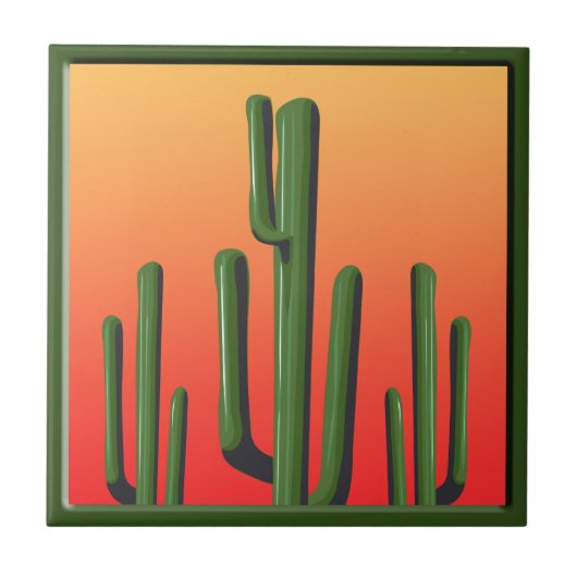 Saguaro Cactus Wohngestaltung Tile Fliese (Vorderseite)