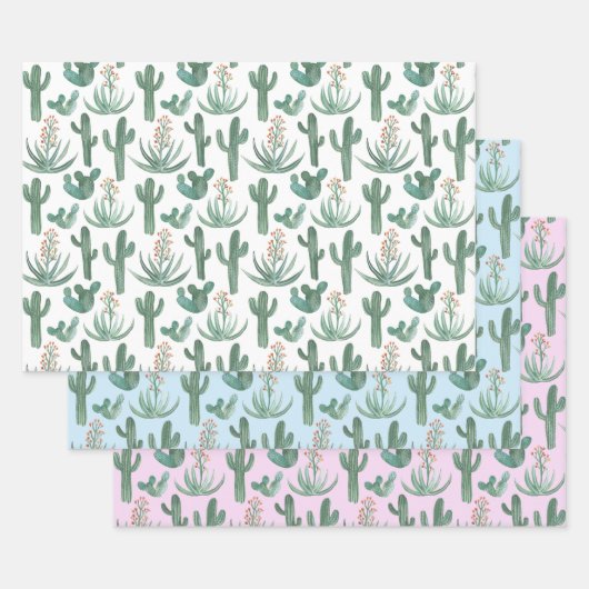 Saguaro Cactus Wüste Wasserfarbe Natur Botanisch Geschenkpapier Set (Set)