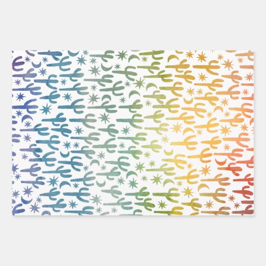 Saguaro Cactus Wüste Wasserfarbe Natur Botanisch Geschenkpapier Set (Vorderseite 3)