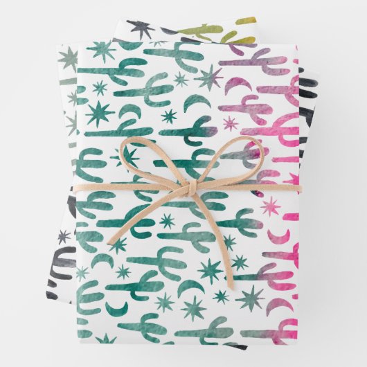 Saguaro Cactus Wüste Wasserfarbe Natur Botanisch Geschenkpapier Set (Beispiel)