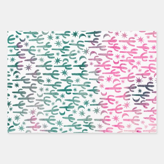 Saguaro Cactus Wüste Wasserfarbe Natur Botanisch Geschenkpapier Set (Vorderseite)