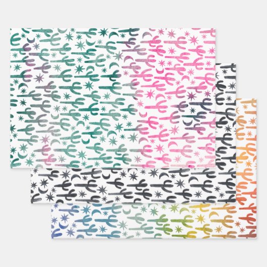 Saguaro Cactus Wüste Wasserfarbe Natur Botanisch Geschenkpapier Set (Set)