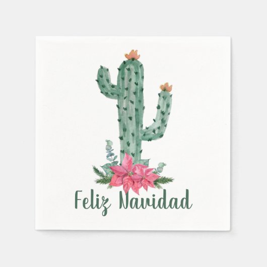 Saguaro Christmas Cactus Feliz Navidad Serviette (Vorderseite)