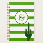 Saguaro Green Stripe Monogram Personalisiert Planer (Vorderseite)