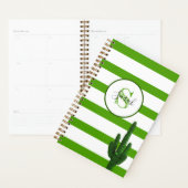 Saguaro Green Stripe Monogram Personalisiert Planer (Anzeige)