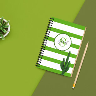 Saguaro Green Stripe Monogram Personalisiert Planer
