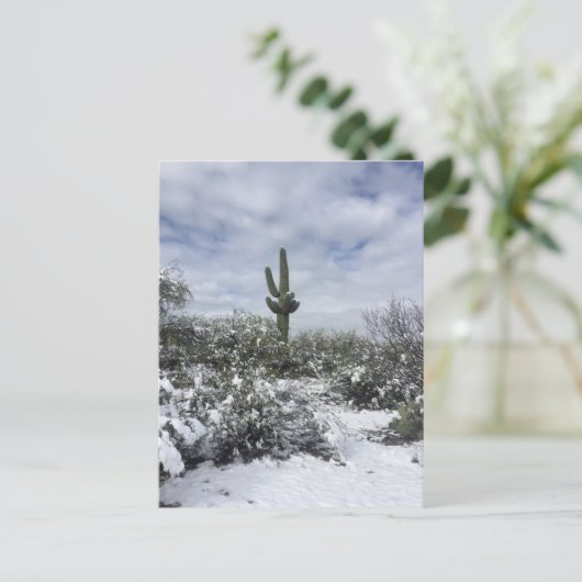 Saguaro im Schnee Postkarte (Stehend Vorderseite)