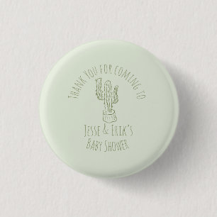 Saguaro Kactus Hand gezeichnete grüne Babyparty Button