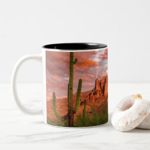 Saguaro Kaktus Aberglaube Berg Sonnenuntergang Kun Zweifarbige Tasse