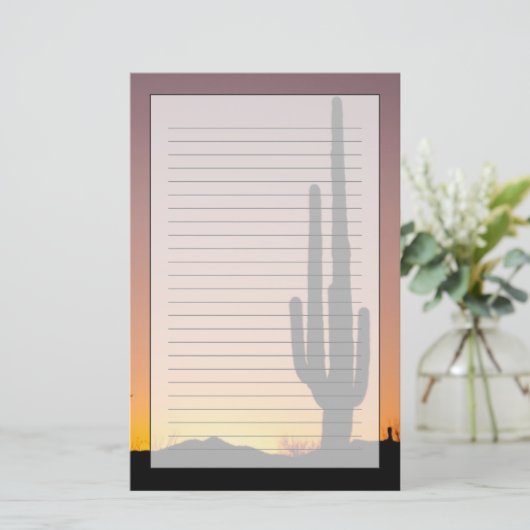Saguaro-Kaktus am Sonnenuntergang Briefpapier (Stehend Vorderseite)
