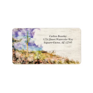 Saguaro Kaktus Arizona Wüste Lila Aquarell Adressaufkleber
