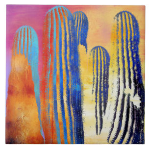 Saguaro-Kaktus Bunter Südwestliche Wüste Fliese