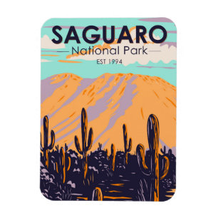 Saguaro National Park Arizona Wasson Peak Vintage Magnet