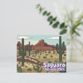 Saguaro National Park Cartoon Art Postkarte (Stehend Vorderseite)
