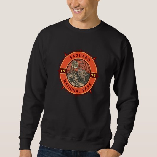 Saguaro National Park Coyote Retro Compass Emblem  Sweatshirt (Vorderseite)