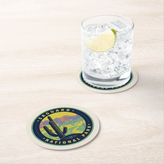 Saguaro National Park Runder Pappuntersetzer (Vor Ort)