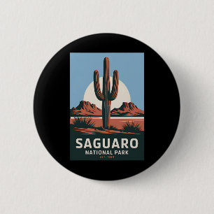 Saguaro National Park Vintage Camping Wandern Männ Button