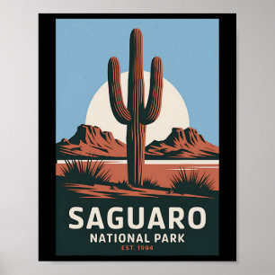 Saguaro National Park Vintage Camping Wandern Männ Poster