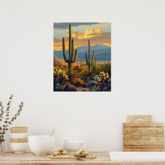 Saguaro Nationalpark, Arizona Cactus Travel Poster (Küche)