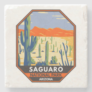 Saguaro Nationalpark Arizona Riesenkaktus Vintag Steinuntersetzer