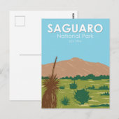 Saguaro Nationalpark Arizona Rincon Vintager Gipfe Postkarte (Vorne/Hinten)