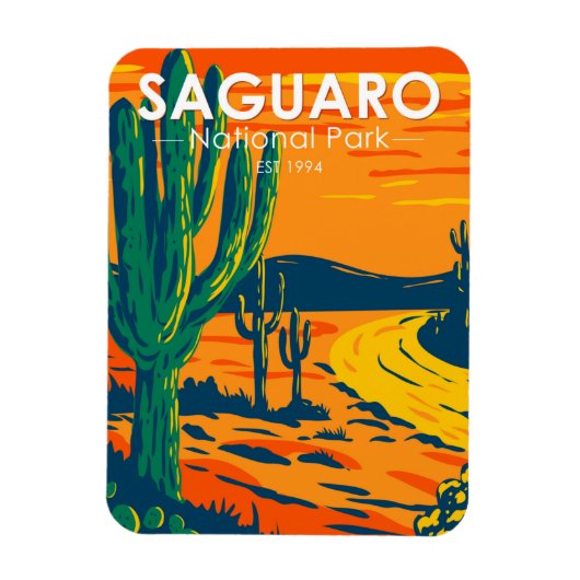 Saguaro Nationalpark Arizona Vintag Magnet (Vertikal)