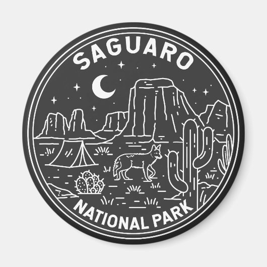 Saguaro Nationalpark Arizona Vintag Monoline Magnet (Vorne)