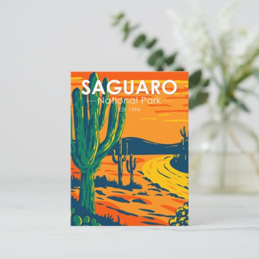 Saguaro Nationalpark Arizona Vintag Postkarte (Stehend Vorderseite)