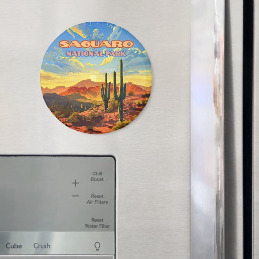 Saguaro Nationalpark Arizona Wüste Kaktus Retro Magnet (In Situ (Kühlschrank))