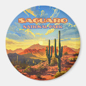 Saguaro Nationalpark Arizona Wüste Kaktus Retro Magnet (Vorne)