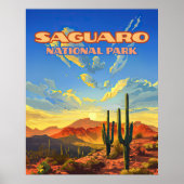 Saguaro Nationalpark Arizona Wüste Kaktus Retro Poster (Vorne)