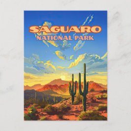 Saguaro Nationalpark Arizona Wüste Kaktus Retro Postkarte