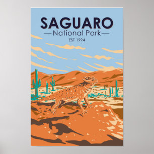 Saguaro Nationalpark Horned Lizard Vintag Poster