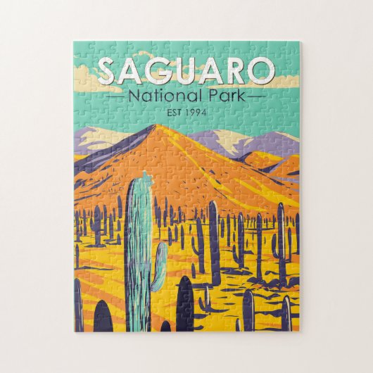 Saguaro Nationalpark Kacti im Frühjahr Vintag Puzzle (Vertikal)