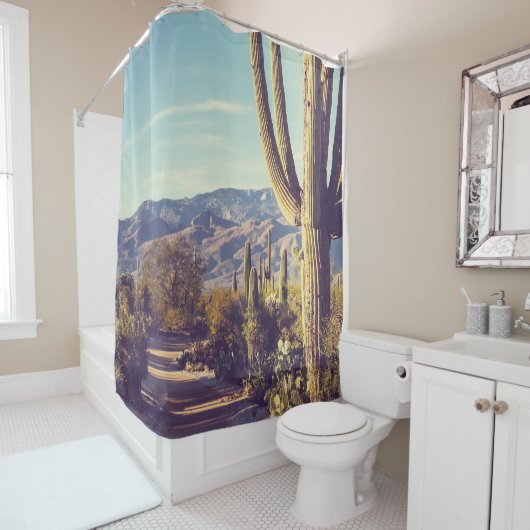 Saguaro Nationalpark, landschaftliche Vertretung. Duschvorhang (Beispiel)