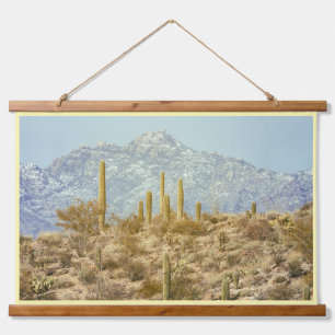 Saguaro Nationalpark mit dem Berg Wandteppich Mit Holzrahmen