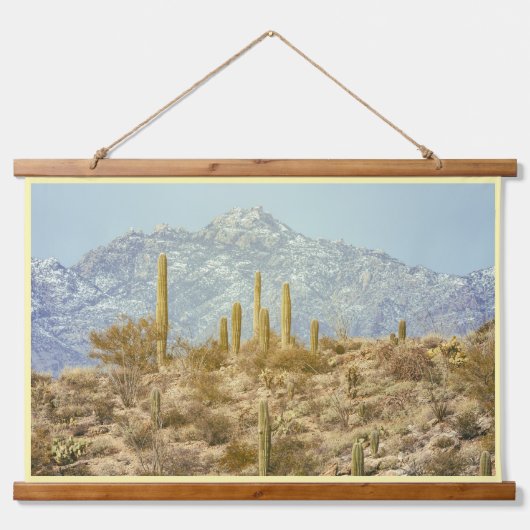 Saguaro Nationalpark mit dem Berg Wandteppich Mit Holzrahmen (Vorne)