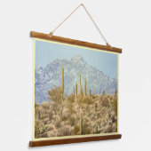 Saguaro Nationalpark mit dem Berg Wandteppich Mit Holzrahmen (Gewinkelt)