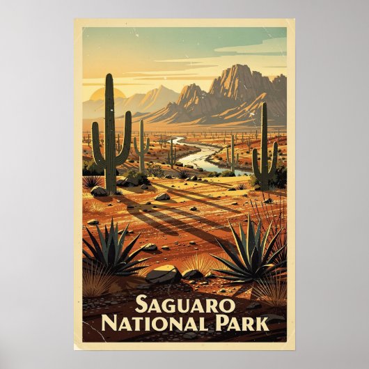 Saguaro-Nationalpark Retro Poster (Vorne)