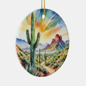 Saguaro Nationalpark Texas Südwest Wasserfarbe Keramik Ornament (Rechts)