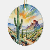 Saguaro Nationalpark Texas Südwest Wasserfarbe Keramik Ornament (Links)
