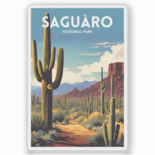 Saguaro Nationalpark Traditionelles Reiseplakat Aufkleber