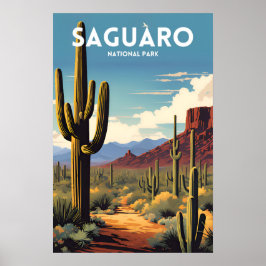 Saguaro Nationalpark Traditionelles Reiseplakat Poster