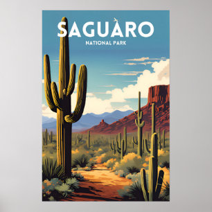 Saguaro Nationalpark Traditionelles Reiseplakat Poster