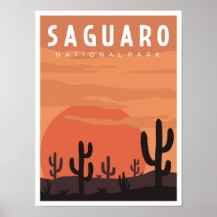 Saguaro-Nationalpark Vintage-Reiseillustration Poster
