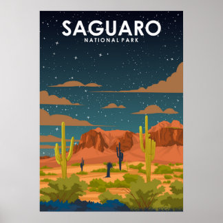 Saguaro Nationalpark Vintage Reisen Poster