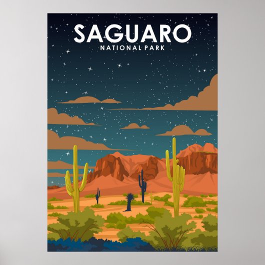 Saguaro Nationalpark Vintage Reisen Poster (Vorne)