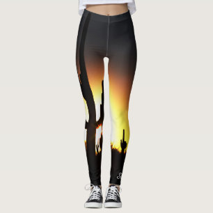 Saguaro-Sonnenuntergang mit Sun-Stern, Leggings