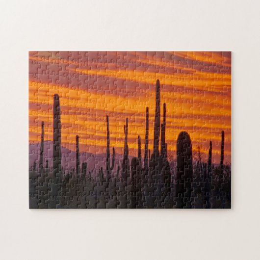 Saguaro, Sonnenuntergang, Nationalpark Saguaro Puzzle (Horizontal)